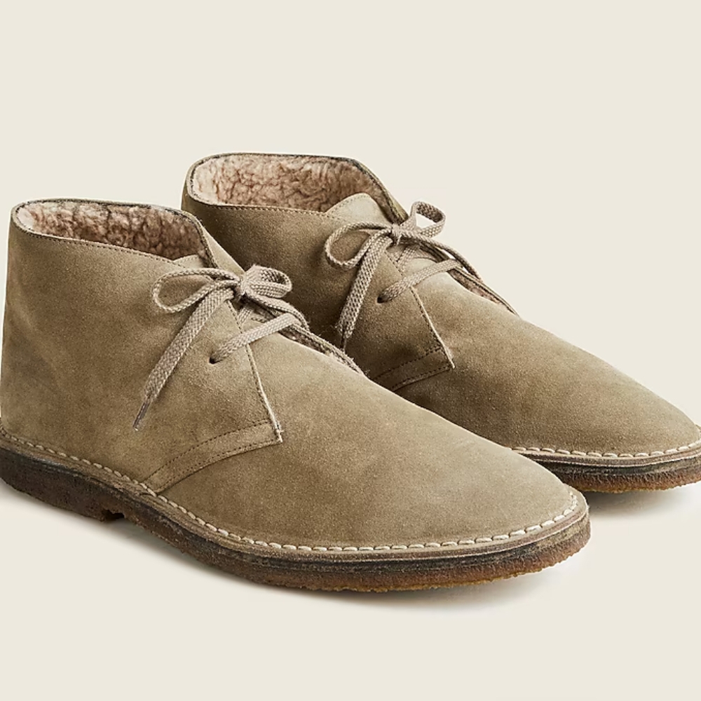 NEW JCrew MacAlister shearling-lined suede boots - Auburn - Size 8.5 Mens